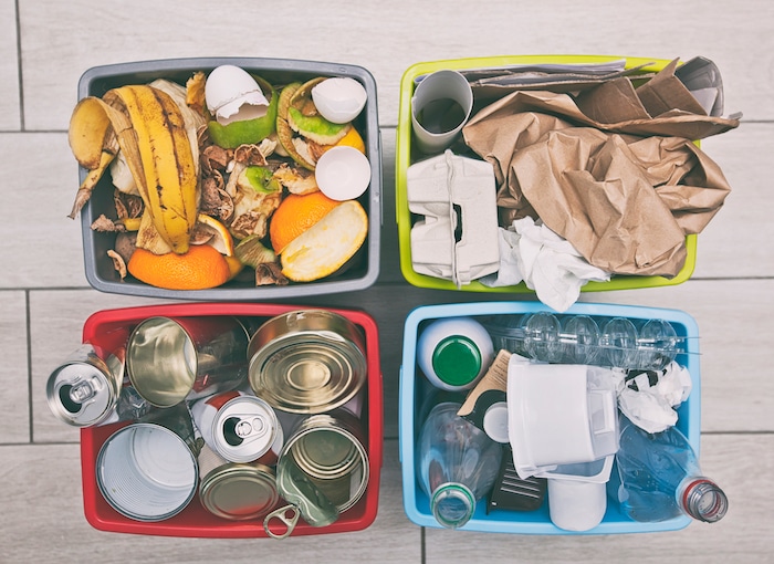 Kitchen waste disposal. Proper sorting and disposal techniques.