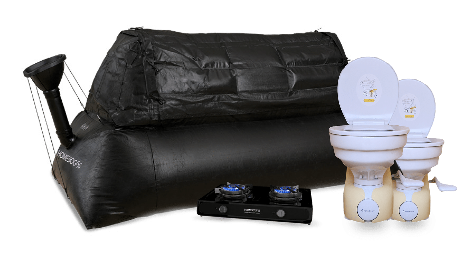 Large Bio-Toilet kit: HomeBiogas 4 + 2 Toilets​